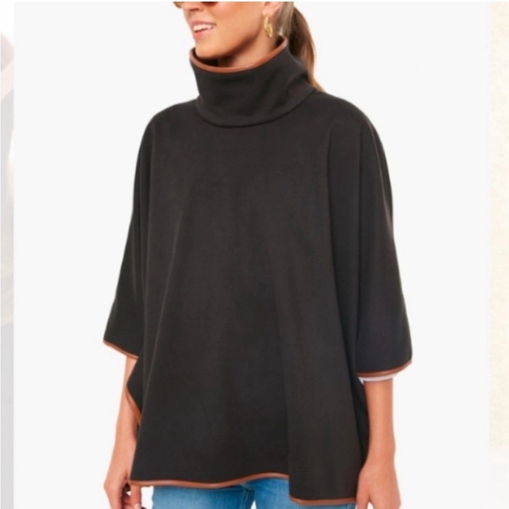 Tuckernuck Black Poncho with Brown Trim